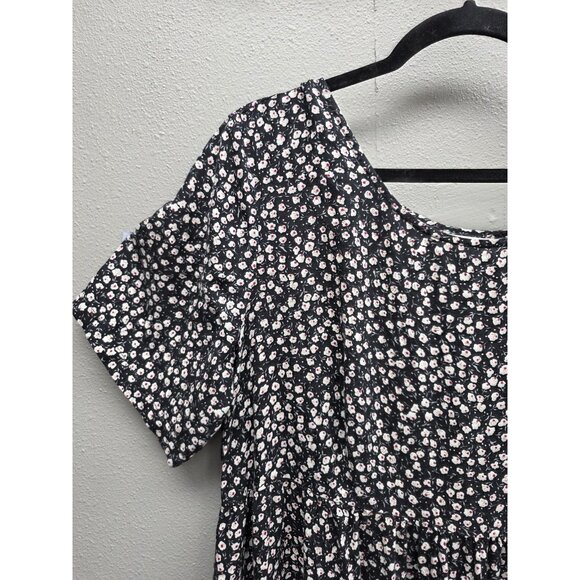 Kathi Lee Dress Womens Large Floral Short Sleeve Midi Rayon Pockets Tie Waist - Picture 2 of 8